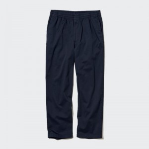 Women Uniqlo Cotton Relaxed Ankle Pants Navy | 9099799