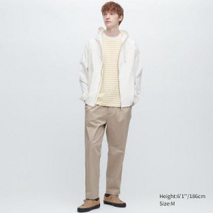 Women Uniqlo Cotton Relaxed Ankle Pants Beige | 6054935
