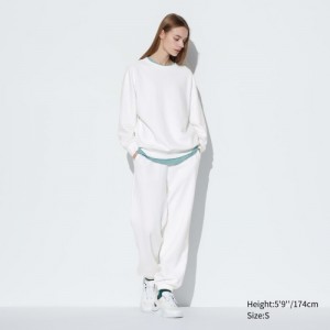 Women Uniqlo Crew Neck Long-Sleeve Sweatshirts White | 646177
