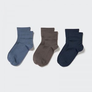 Women Uniqlo Crew Tapered (3 Pairs) Socks Blue | 3270786