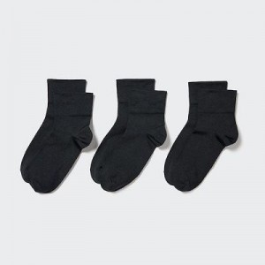 Women Uniqlo Crew Tapered (3 Pairs) Socks Black | 2695753