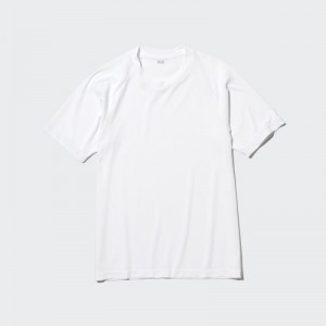 Women Uniqlo DRY-EX Crew Neck Short-Sleeve Printed T Shirts White | 7103860