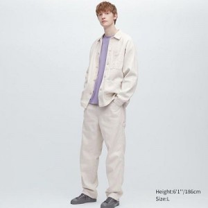 Women Uniqlo Denim Work Pants White | 4444434