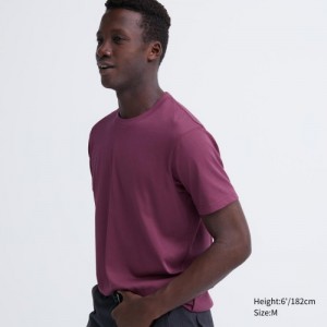 Women Uniqlo Dry Color Crew Neck Short-Sleeve T Shirts Purple | 3635931