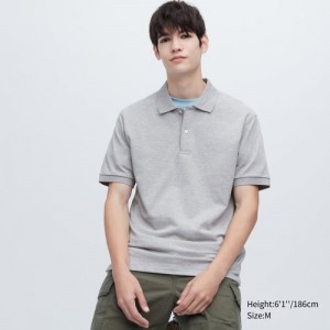 Women Uniqlo Dry Pique Polo Shirts Grey | 3008385