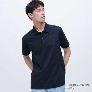 Women Uniqlo Dry Pique Polo Shirts Navy | 3176322