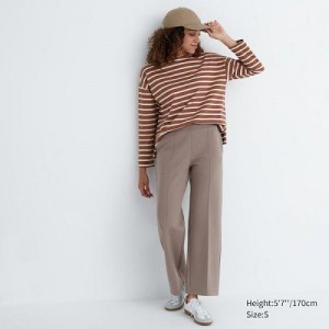 Women Uniqlo Dry Sweat Track Pants Brown | 3569379