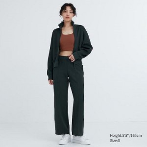 Women Uniqlo Dry Sweat Track Pants Green | 8196390