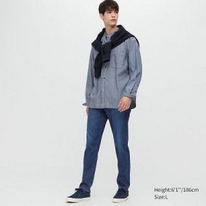 Women Uniqlo EZY Ultra Stretch Jeans Blue | 9382029