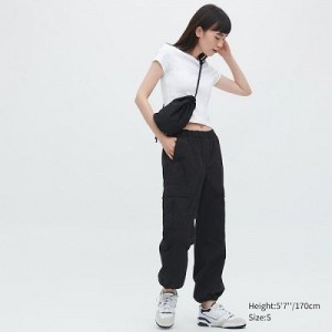 Women Uniqlo Easy Cargo Pants Black | 3880921