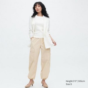 Women Uniqlo Easy Cargo Pants White | 4429780