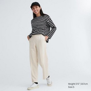 Women Uniqlo Easy Wide Straight Pants White | 9130203
