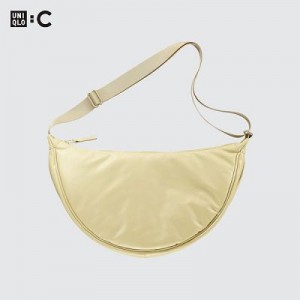 Women Uniqlo Faux Leather Round Crossbody Bags Yellow | 6899603