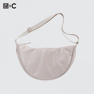 Women Uniqlo Faux Leather Round Crossbody Bags White | 5449475