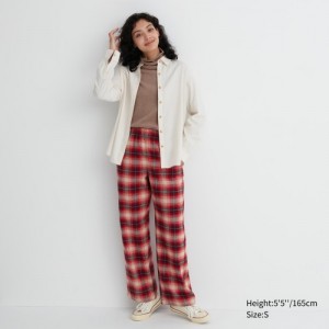 Women Uniqlo Flannel Checked Lounge Pants Red | 4150762