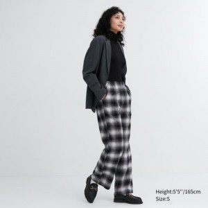 Women Uniqlo Flannel Checked Lounge Pants Grey | 5423571