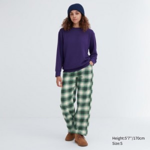 Women Uniqlo Flannel Checked Lounge Pants Green | 5118867