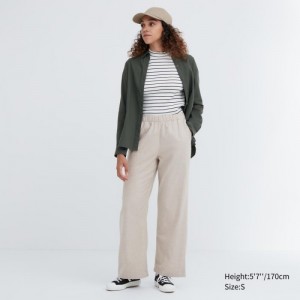 Women Uniqlo Flannel Lounge Pants Beige | 6968163