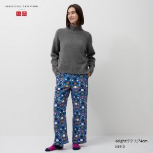 Women Uniqlo Flannel Lounge Pants Blue | 5561327