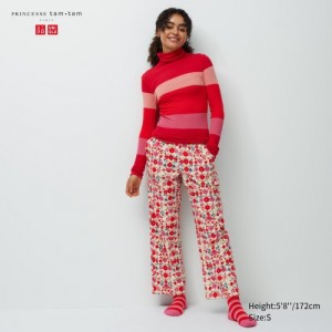 Women Uniqlo Flannel Lounge Pants Red | 3768021