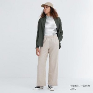 Women Uniqlo Flannel Pants Beige | 9325176