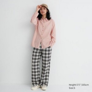 Women Uniqlo Flannel Pants Black | 4491195