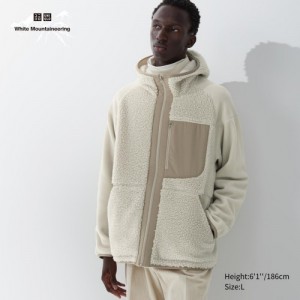 Women Uniqlo Fleece Full-Zip Long-Sleeve Hoodie White | 3584652