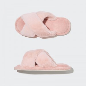 Women Uniqlo Fleece Room Slippers Pink | 1967219
