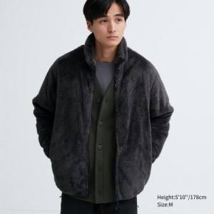 Women Uniqlo Fluffy Yarn Full-Zip Fleece Grey | 2239051