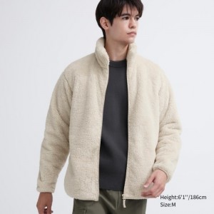 Women Uniqlo Fluffy Yarn Full-Zip Fleece White | 198209