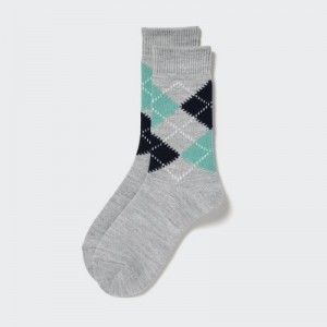 Women Uniqlo HEATTECH Argyle Socks Grey | 9379446