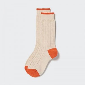Women Uniqlo HEATTECH Cable Socks Beige | 2238593