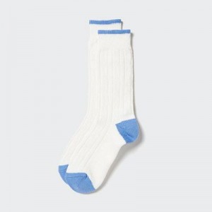 Women Uniqlo HEATTECH Cable Socks White | 1938441
