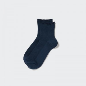 Women Uniqlo HEATTECH Crew Mellow Socks Navy | 6103514