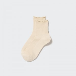 Women Uniqlo HEATTECH Crew Mellow Socks Beige | 5131154