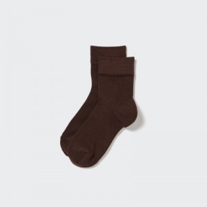 Women Uniqlo HEATTECH Crew Relax Socks Brown | 7723412