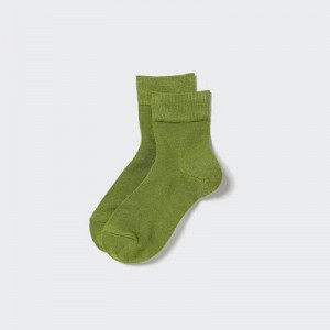 Women Uniqlo HEATTECH Crew Relax Socks Green | 7720005