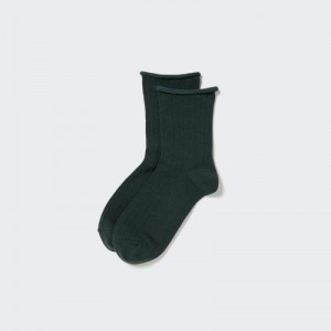 Women Uniqlo HEATTECH Crew Top Roll Socks Green | 2379165