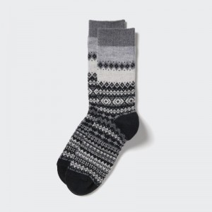 Women Uniqlo HEATTECH Fair Isle Socks Grey | 2186679