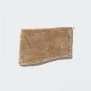 Women Uniqlo HEATTECH Fluffy Yarn Neck Warmer Beige | 9111617