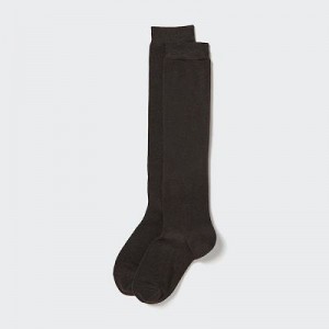 Women Uniqlo HEATTECH Knee High Socks Brown | 9549432