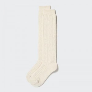 Women Uniqlo HEATTECH Knee High Socks White | 666773