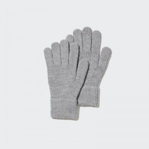 Women Uniqlo HEATTECH Knitted Gloves Grey | 9787749
