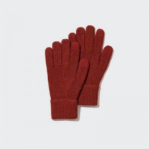 Women Uniqlo HEATTECH Knitted Gloves Red | 54224