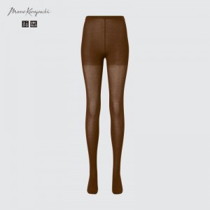 Women Uniqlo HEATTECH Knitted Sheer Tight Brown | 9302207