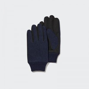 Women Uniqlo HEATTECH Lined Faux Wool Gloves Navy | 4359168