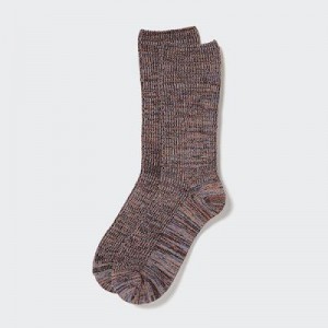 Women Uniqlo HEATTECH Loose Ribbed Socks Brown | 7490583