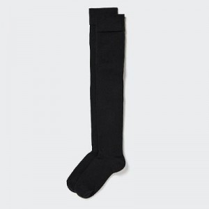 Women Uniqlo HEATTECH Over-The-Knee Socks Black | 9256853