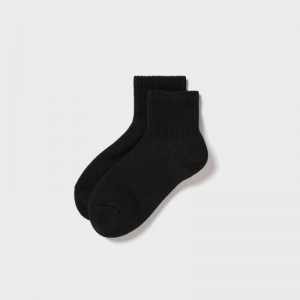 Women Uniqlo HEATTECH Pile-Lined Half Socks Black | 7207092