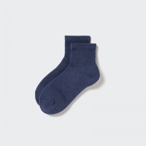 Women Uniqlo HEATTECH Pile-Lined Half Socks Navy | 3180683